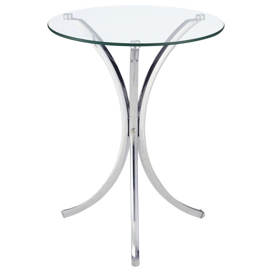 Eloise - Round Glass Top Accent Side Table - Chrome Side Table modern furniture Contempo Furniture