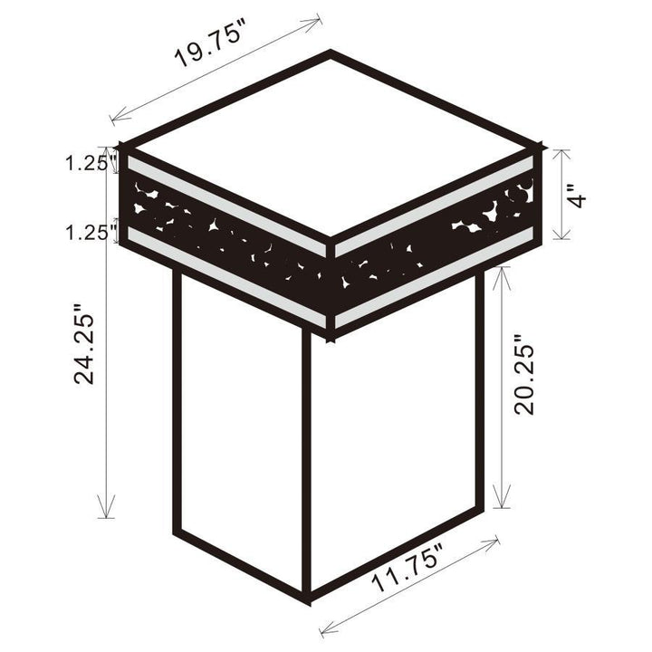 Elora - Square Mirrored Accent Side Table - Silver Side Table modern furniture Contempo Furniture