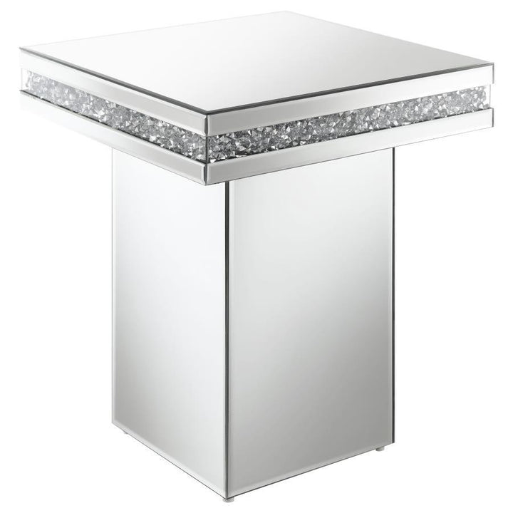 Elora - Square Mirrored Accent Side Table - Silver Side Table modern furniture Contempo Furniture