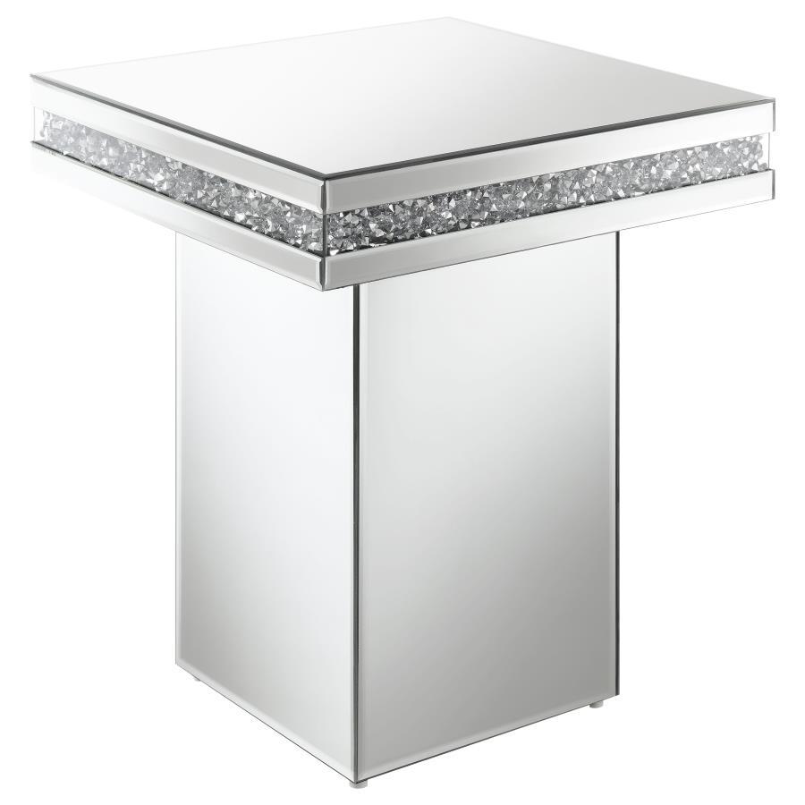 Elora - Square Mirrored Accent Side Table - Silver Side Table modern furniture Contempo Furniture