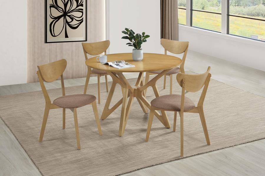 Elowen - 5 Piece Round Solid Wood Dining Set - Light Walnut 5 - Piece Dining Room Set modern furniture Contempo Furniture