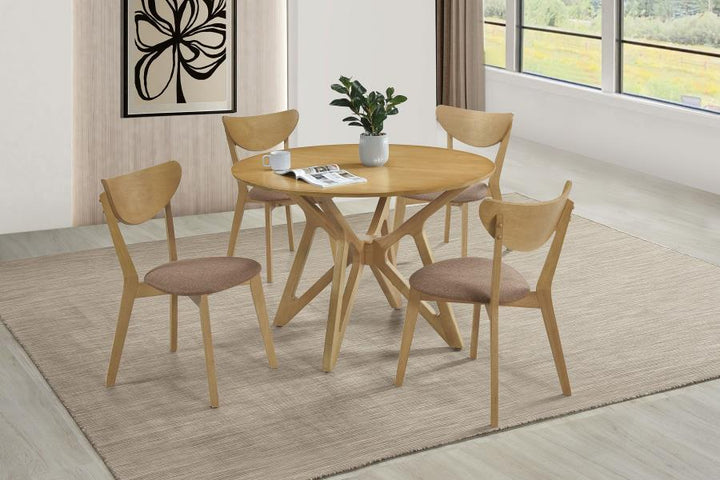 Elowen - Round Solid Wood Dining Table - Light Walnut Dining Table modern furniture Contempo Furniture
