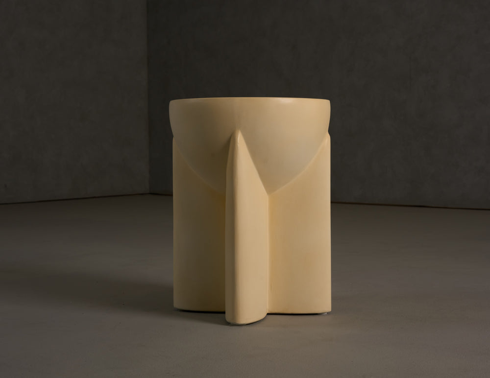 Elsa - Modern Beige Concrete Round End Table - View 3