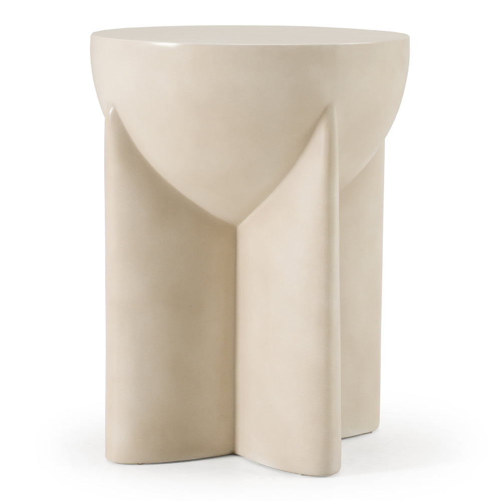 Elsa - Modern Oyster Concrete Round End Table - View 2