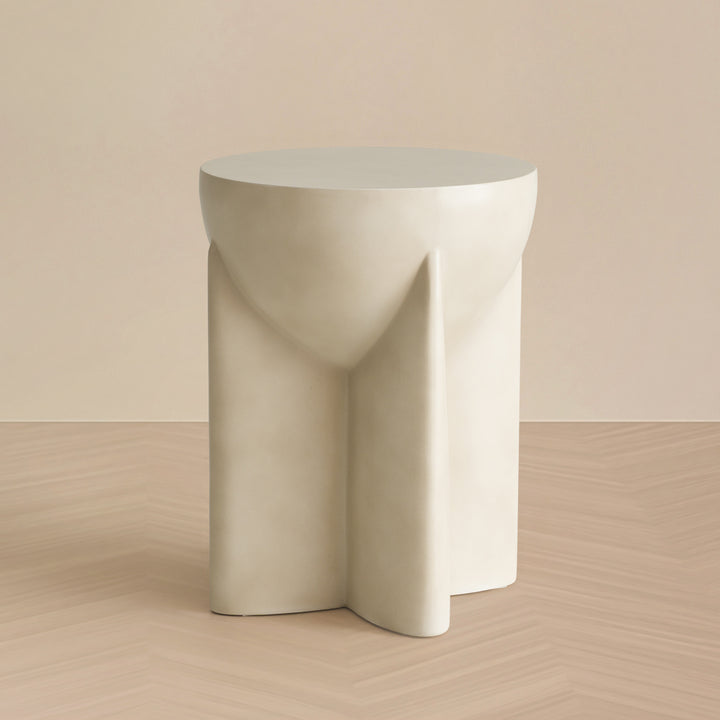 Elsa - Modern Oyster Concrete Round End Table