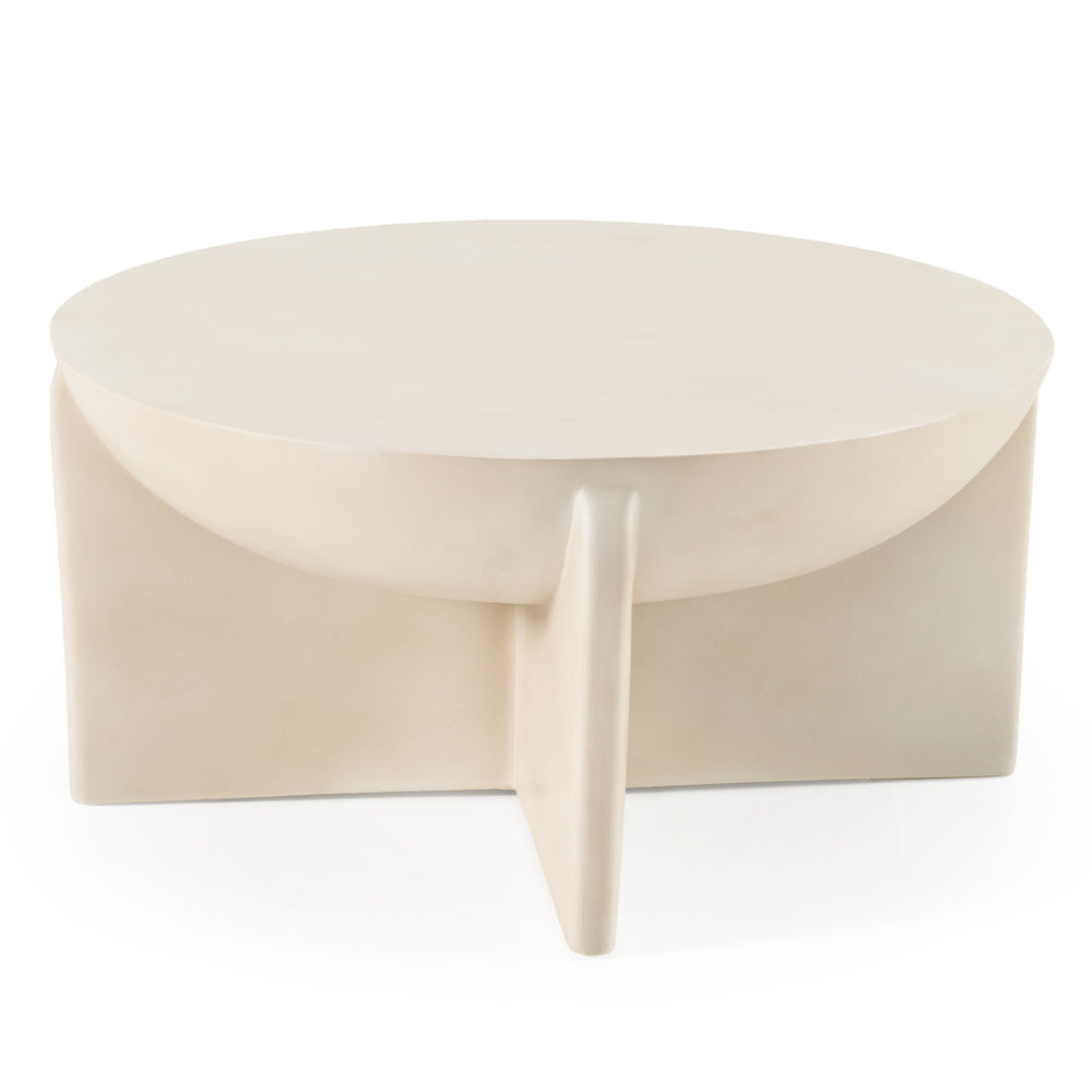 Elsa - Modern Oyster Concrete Round Coffee Table - View 2