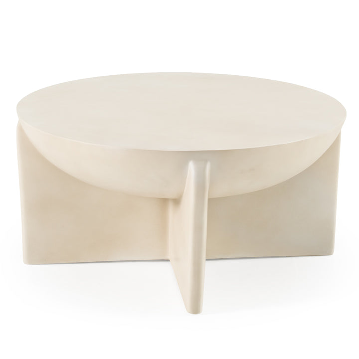 Elsa - Modern Oyster Concrete Round Coffee Table - View 2