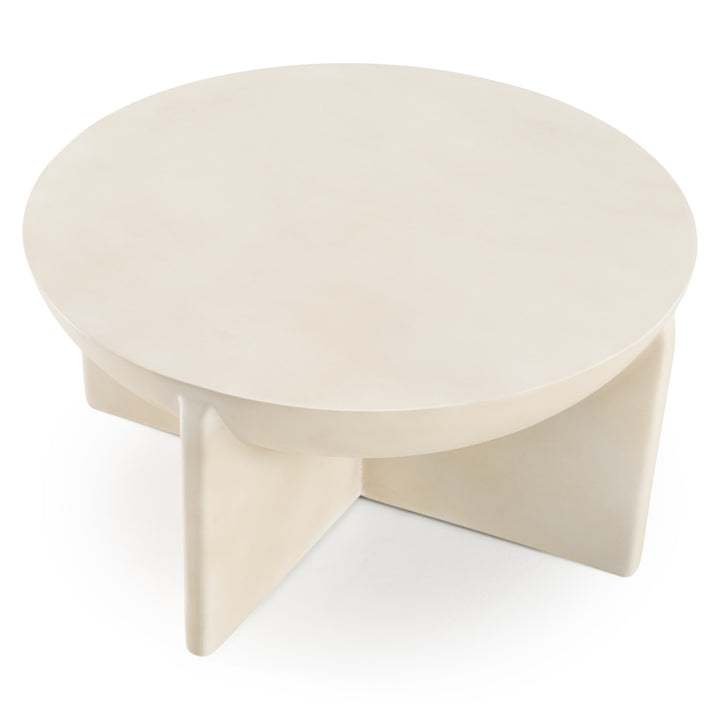 Elsa - Modern Oyster Concrete Round Coffee Table - View 3