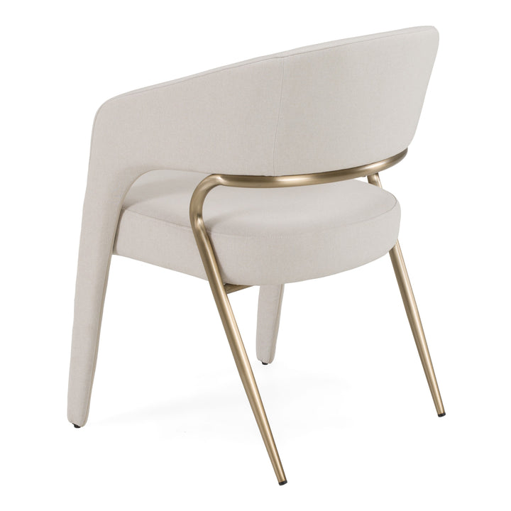 Elson - Modern Off-White Fabric + Antique Brass Dining Chair