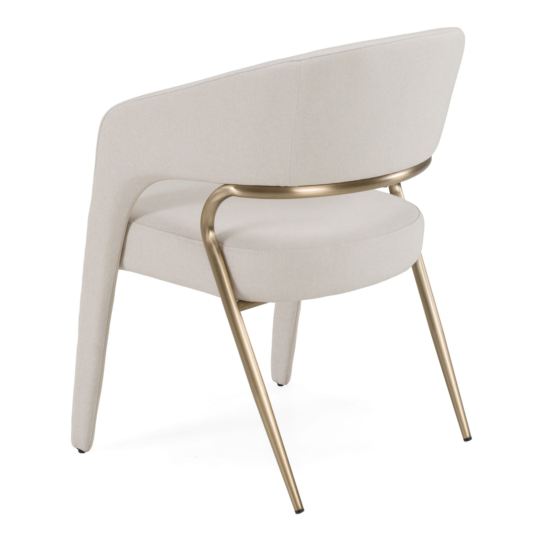 Elson - Modern Off-White Fabric + Antique Brass Dining Chair