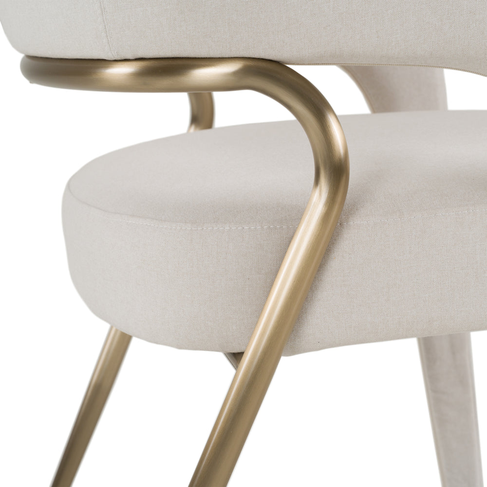 Elson - Modern Off-White Fabric + Antique Brass Dining Chair - View 5