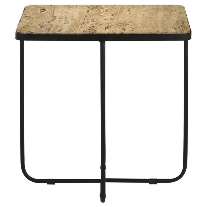 Elyna - Square Stone Top Accent Side Table - Beige Side Table modern furniture Contempo Furniture