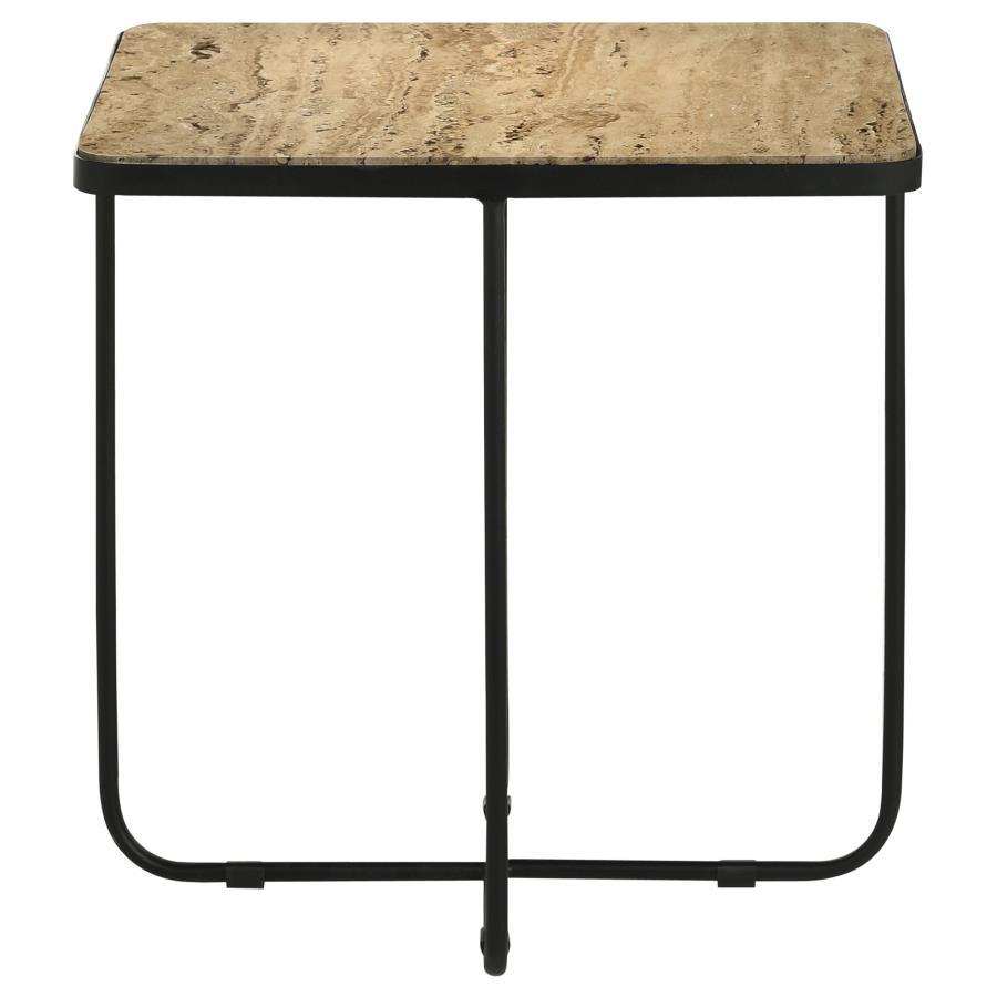 Elyna - Square Stone Top Accent Side Table - Beige Side Table modern furniture Contempo Furniture