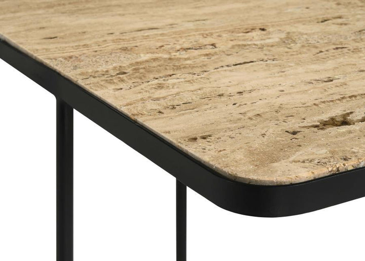 Elyna - Square Stone Top Accent Side Table - Beige Side Table modern furniture Contempo Furniture