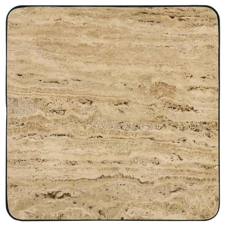 Elyna - Square Stone Top Accent Side Table - Beige Side Table modern furniture Contempo Furniture