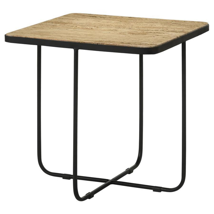 Elyna - Square Stone Top Accent Side Table - Beige Side Table modern furniture Contempo Furniture