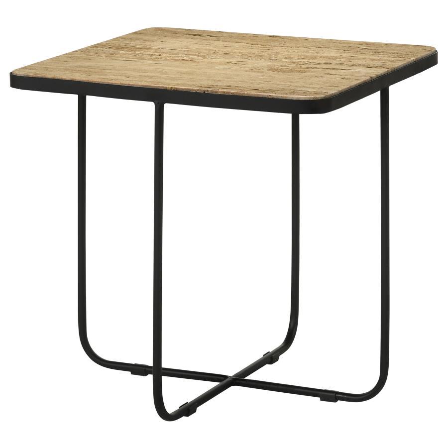 Elyna - Square Stone Top Accent Side Table - Beige Side Table modern furniture Contempo Furniture