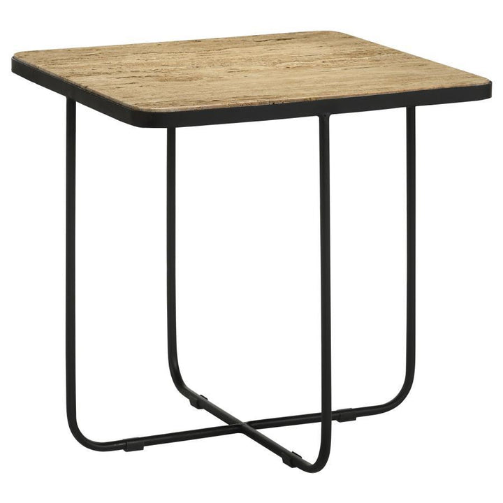 Elyna - Square Stone Top Accent Side Table - Beige Side Table modern furniture Contempo Furniture