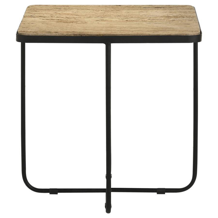 Elyna - Square Stone Top Accent Side Table - Beige Side Table modern furniture Contempo Furniture
