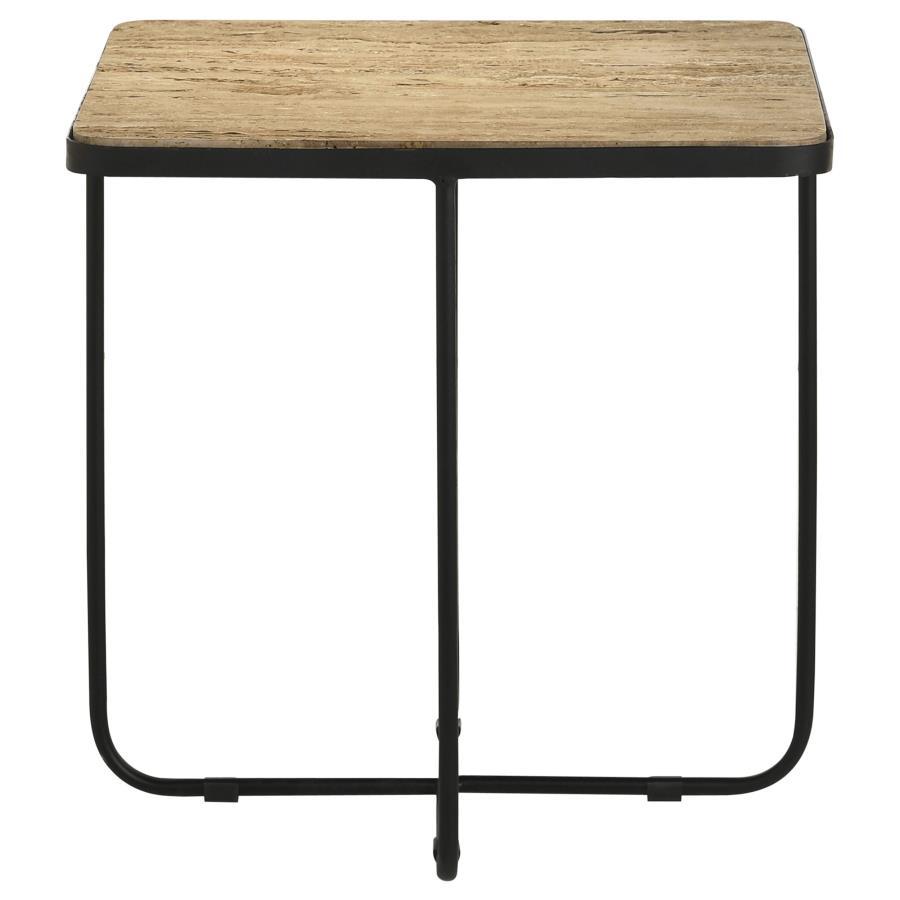 Elyna - Square Stone Top Accent Side Table - Beige Side Table modern furniture Contempo Furniture