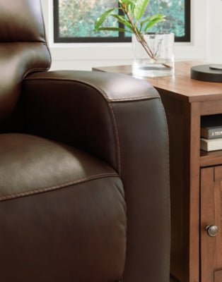 Emberla Swivel Glider Recliner - Dark Brown Swivel Glider Chair modern furniture Contempo Furniture