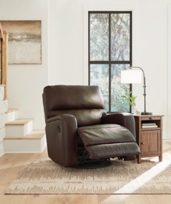 Emberla Swivel Glider Recliner - Dark Brown Swivel Glider Chair modern furniture Contempo Furniture