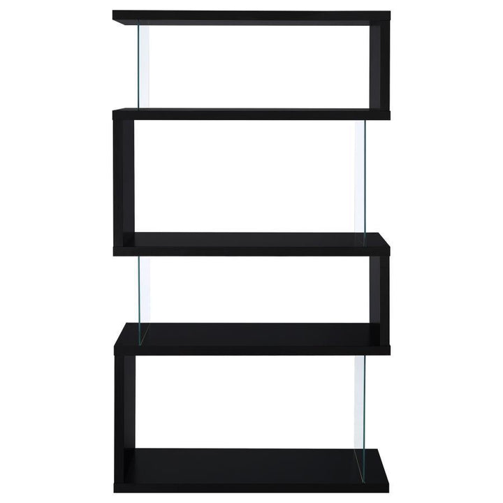 Emelle - 4 - Shelf Glass Panel Bookshelf - Black Standard Bookcase modern furniture Contempo Furniture