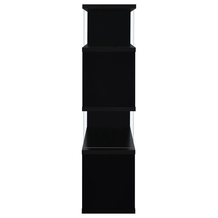 Emelle - 4 - Shelf Glass Panel Bookshelf - Black Standard Bookcase modern furniture Contempo Furniture