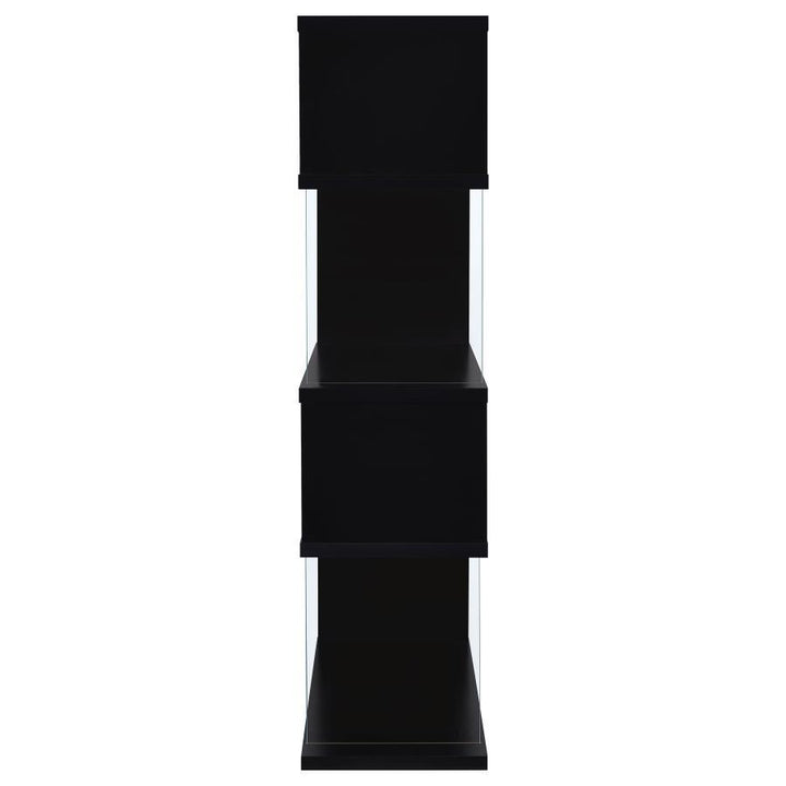 Emelle - 4 - Shelf Glass Panel Bookshelf - Black Standard Bookcase modern furniture Contempo Furniture