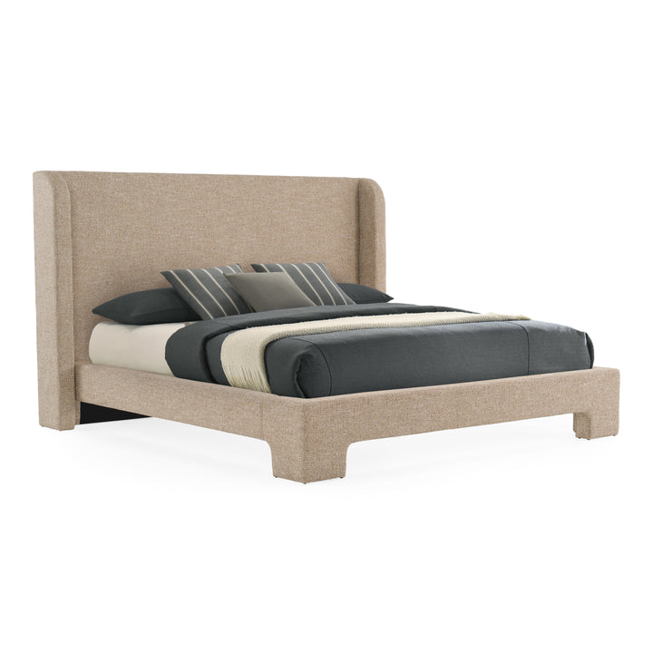 Emilio + Roma - Modern Beige Fabric + Oak 4-Piece Bedroom Set