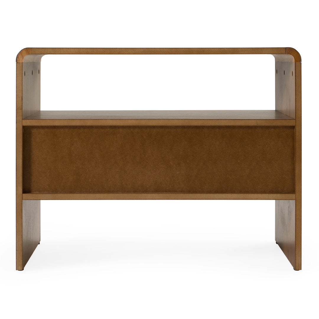 Emilio - Modern Natural Burlap  Walnut Nightstand