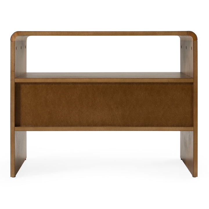 Emilio  Modern Natural Burlap + Walnut Nightstand