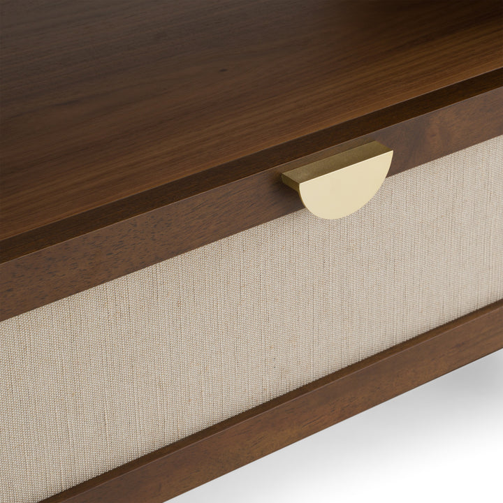 Emilio - Modern Natural Burlap  Walnut Nightstand