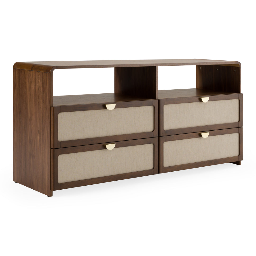 Emilio - Modern Natural Burlap + Walnut Dresser