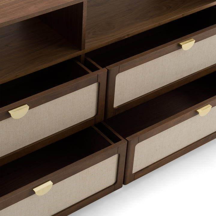 Emilio - Modern Natural Burlap + Walnut Dresser