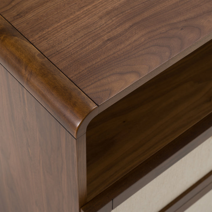 Emilio - Modern Natural Burlap + Walnut Dresser