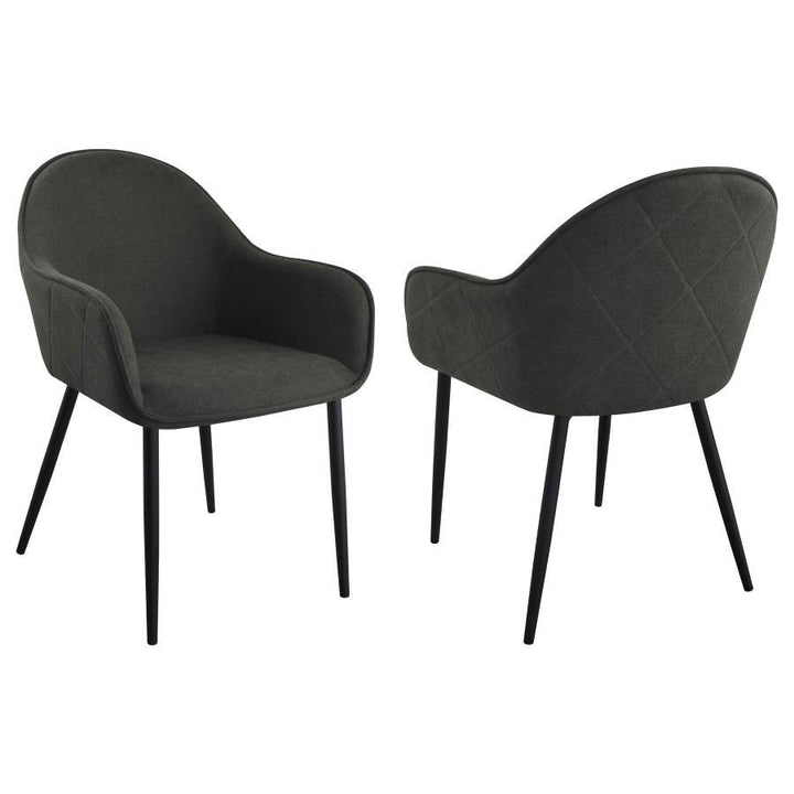 Emma - Fabric Upholstered Dining Arm Chair (Set of 2) - Charcoal Chair Set modern furniture Contempo Furniture