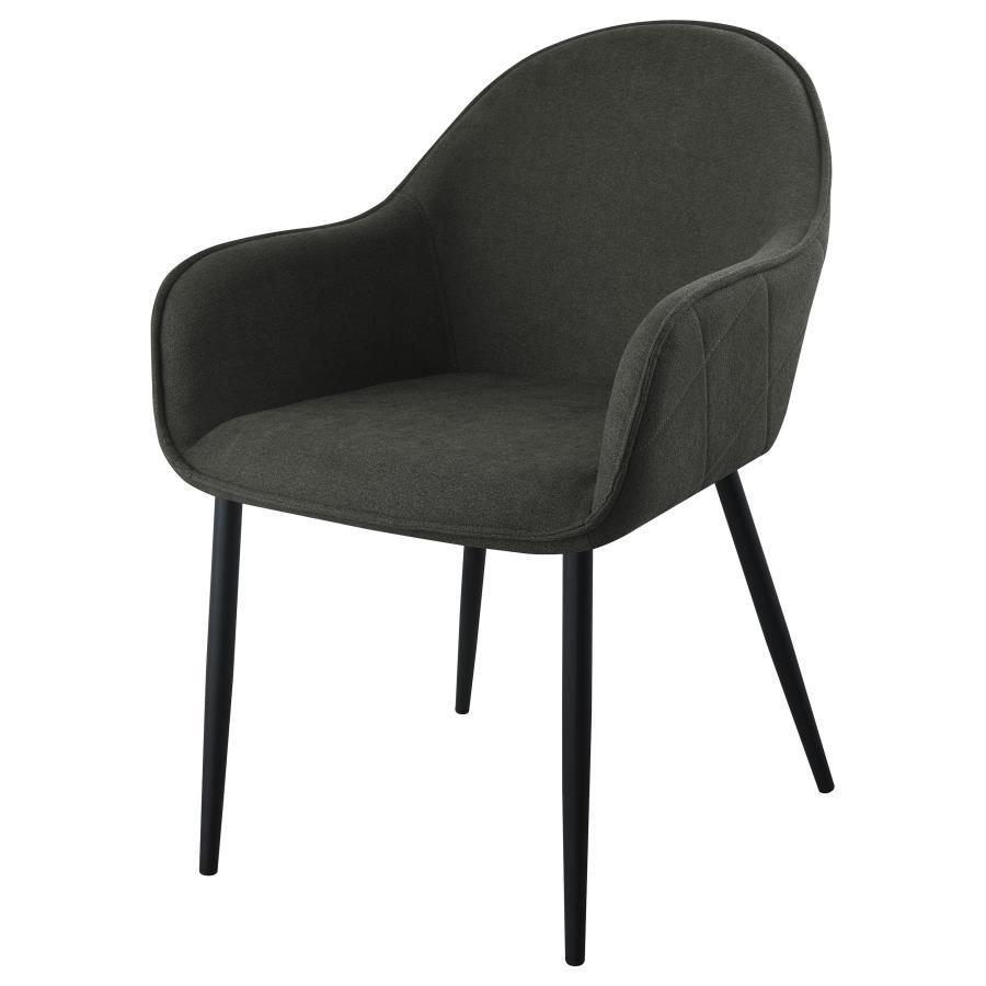 Emma - Fabric Upholstered Dining Arm Chair (Set of 2) - Charcoal Chair Set modern furniture Contempo Furniture