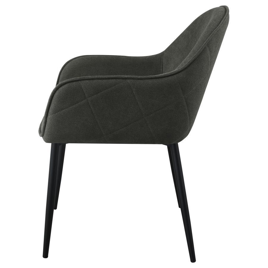 Emma - Fabric Upholstered Dining Arm Chair (Set of 2) - Charcoal Chair Set modern furniture Contempo Furniture