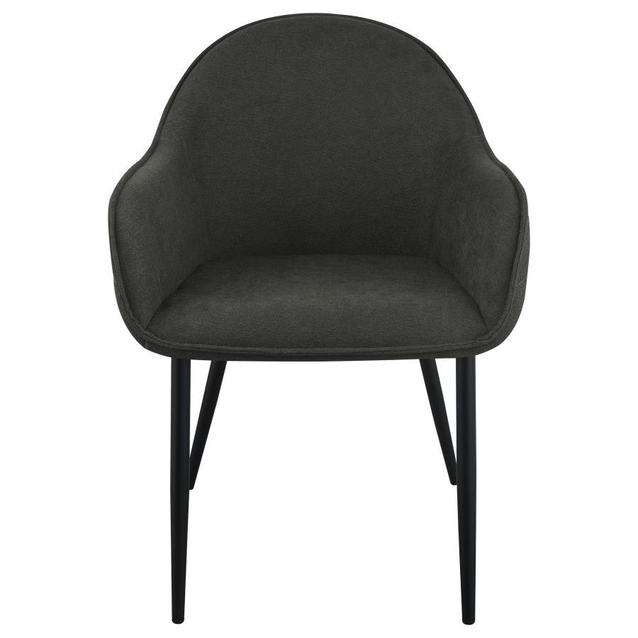 Emma - Fabric Upholstered Dining Arm Chair (Set of 2) - Charcoal Chair Set modern furniture Contempo Furniture