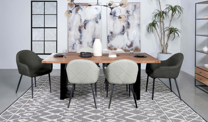 Emma - Fabric Upholstered Dining Arm Chair (Set of 2) - Charcoal Chair Set modern furniture Contempo Furniture