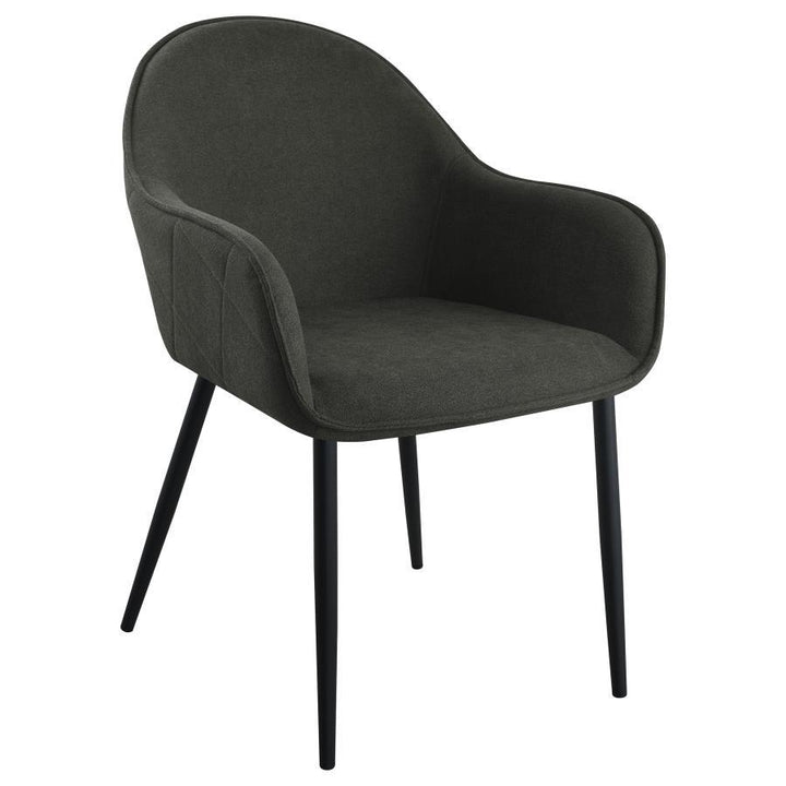 Emma - Fabric Upholstered Dining Arm Chair (Set of 2) - Charcoal Chair Set modern furniture Contempo Furniture