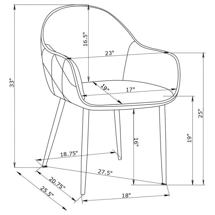 Emma - Fabric Upholstered Dining Arm Chair (Set of 2) - Charcoal Chair Set modern furniture Contempo Furniture