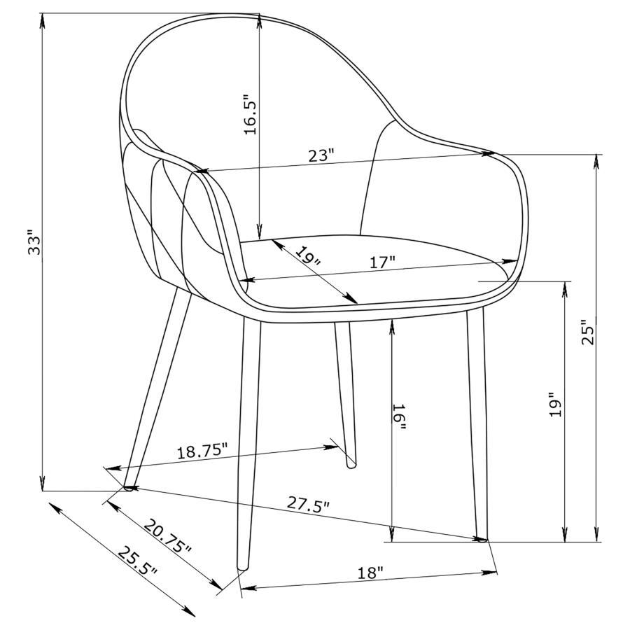 Emma - Fabric Upholstered Dining Arm Chair (Set of 2) - Fog Gray Chair Set modern furniture Contempo Furniture