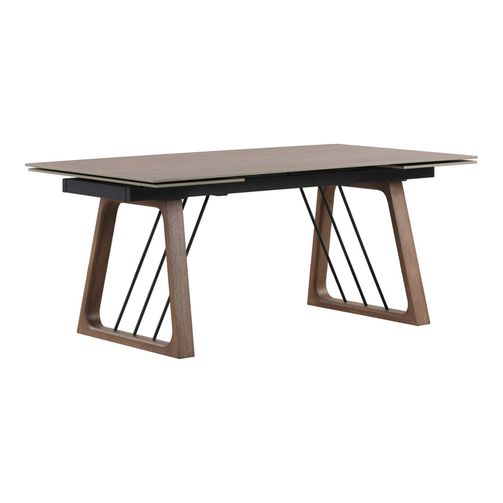 Emmond - Mid-Century Modern Ceramic + Walnut Extendable Dining Table