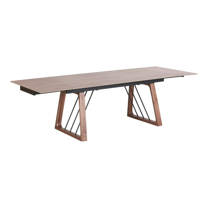 Emmond - Mid-Century Modern Ceramic + Walnut Extendable Dining Table