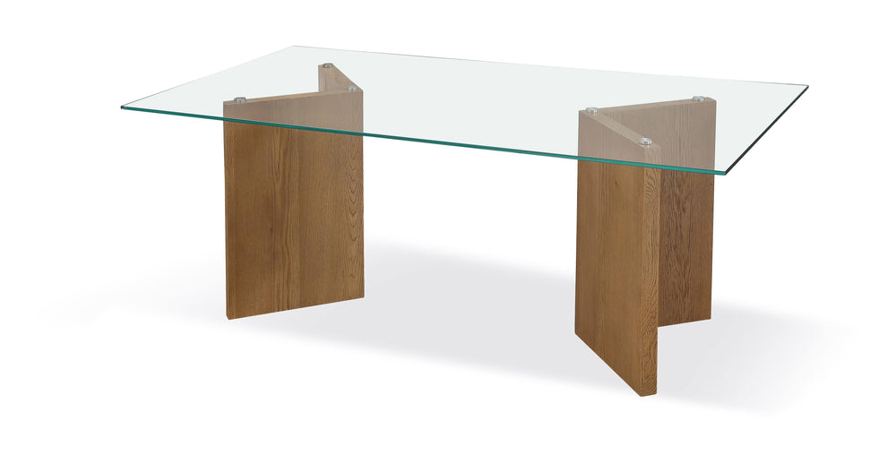 Modus Furniture Jvlh61 One Modern Coastal Glass Top Dining Table In White Oak
