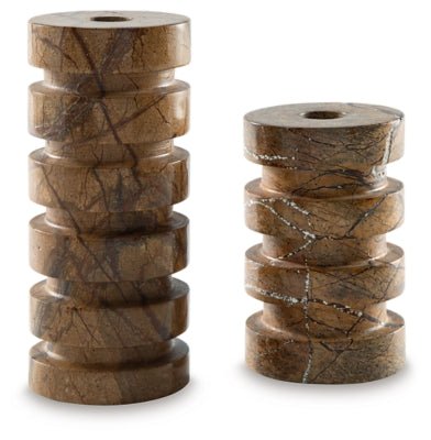 Emsleyfield Candle Holder Set (Set of 2) - Light Brown | Ashley Furniture