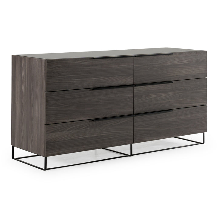 Enzo Italian Modern Grey Oak &amp; Fabric 4-Piece Bedroom Set