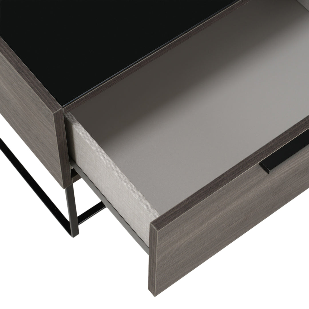 Enzo Italian Modern Grey Oak & Fabric 4-Piece Bedroom Set
